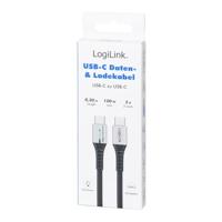 LogiLink CU0420 USB-C-kabel USB 2.0 USB-C stekker 0.30 m Zwart Met LED, Stekker past op beide manieren - thumbnail
