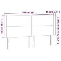 Hoofdbord met randen 203x16x118/128 cm stof donkergrijs - thumbnail