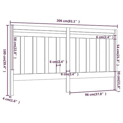 Hoofdbord 206x4x100 cm massief grenenhout wit