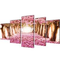 VidaXL Canvas muurdruk print set kersenbloesem 200 x 100 cm - thumbnail
