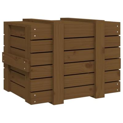 Opbergbox 58x40,5x42 cm massief grenenhout honingbruin