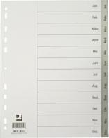 Q-CONNECT tabbladen, A4, PP, 11-gaatsperforatie, met indexblad, set van Jan-Dec, grijs - thumbnail