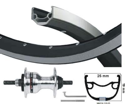 Kgs voorwiel 28 inch (622) mach 1 er10 zwart/zilver rollerbrake vaste as