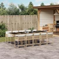 11-delige Tuinset met kussens poly rattan beige - thumbnail
