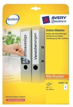 Rugetiket Avery Zweckform breed 61x192mm zelfklevend wit 100 vel