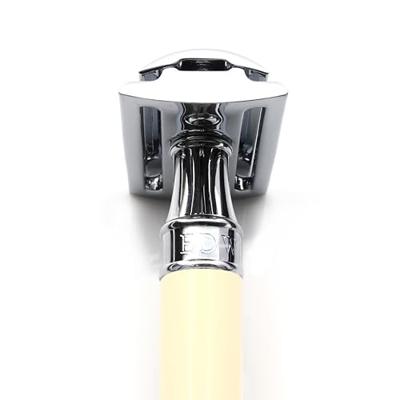 Edwin Jagger Razors Double Edge Safety Lined Rubber Coated Handle Ivory Chrome Ref.DE87RC14BL 1Stuks Edwin Jagger Razors Double Edge Safety Lined Rubber Coated Handle Ivory Chrome Ref.DE87RC14BL 1Stuks