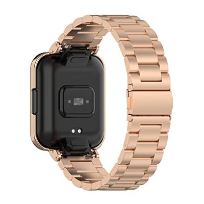 By Qubix - Stalen schakelband met case - Rosé goud - Xiaomi Redmi Watch 2 (Lite)