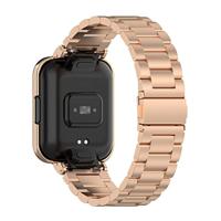 Stalen schakelband met case - Rosé goud - Xiaomi Redmi Watch 2 (Lite) - thumbnail