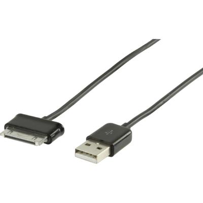Valueline VLMP39200B1.00 USB 2.0 1 m 30-pins datakabel voor Samsung Galaxy Tab en Note - Zwart
