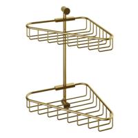 Hoekdraadkorf Hotbath Cobber Dubbel Wandmodel Geborsteld Messing PVD - thumbnail