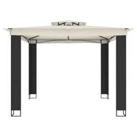 Prieel met dubbel dak 2,94x2,94 m staal crmekleurig - thumbnail