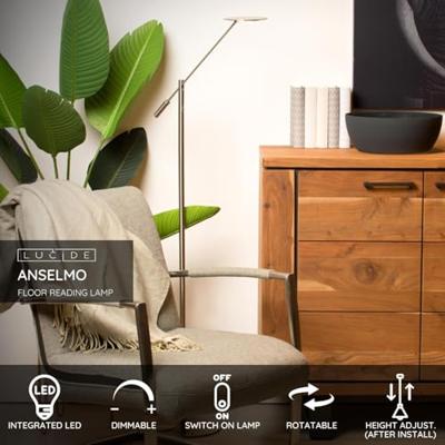 Lucide ANSELMO - Leeslamp - Ø 25 cm - LED Dimb. - 1x9W 3000K - Mat chroom