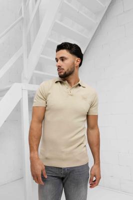 Malelions Knitted Patch Polo Heren Beige - Maat M - Kleur: Beige | Soccerfanshop Malelions Knitted Patch Polo Heren Beige - Maat M - Kleur: Beige | Soccerfanshop