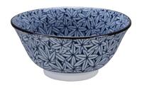 Kom met blauw-witte bladerpatroon - Mixed Bowls - 500ml - 15 x 7cm - thumbnail