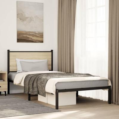 Bedframe zonder matras metaal sonoma eikenkleurig 107x203 cm
