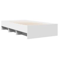 Bedframe bewerkt hout wit 90x190 cm - thumbnail