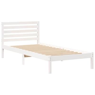 Bedframe met hoofdeinde Wit 90 x 220 cm Massief grenenhout Bedframe met hoofdeinde Wit 90 x 220 cm Massief grenenhout