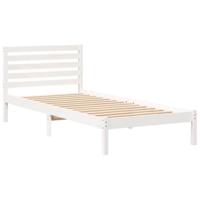 Bedframe met hoofdeinde Wit 90 x 220 cm Massief grenenhout - thumbnail