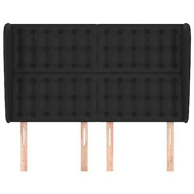 Hoofdbord met randen 147x23x118/128 cm kunstleer zwart