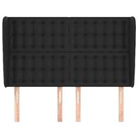 Hoofdbord met randen 147x23x118/128 cm kunstleer zwart - thumbnail
