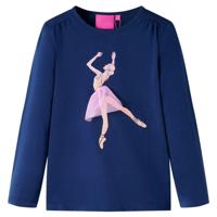 Kindershirt met lange mouwen ballerinaprint 92 marineblauw - thumbnail
