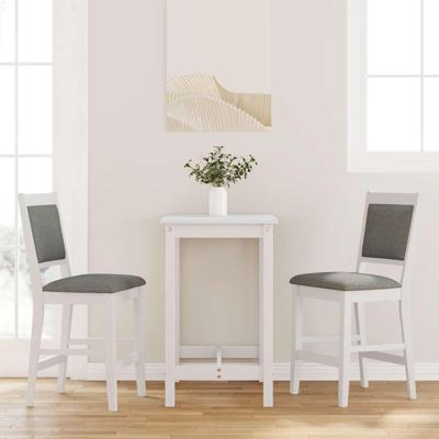 Barkrukken met kussens 2 stuks wit massief hout rubber