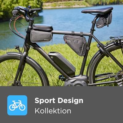 Basil sport design frametas m - zwarte fietstas - 1,7l - waterafstotend - klittenbandbevestiging