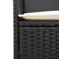 Tuinstoelen 2 st met kussens poly rattan en massief hout zwart - thumbnail