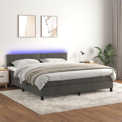 Boxspring met matras en LED fluweel donkergrijs 160x200 cm