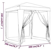 VidaXL Partytent met 4 mesh zijwanden 2x2 m hdpe rood - thumbnail