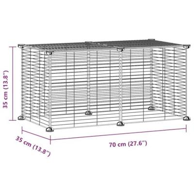 VidaXL Huisdierenkooi met 8 panelen 35x35 cm staal zwart