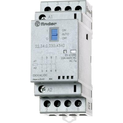 Finder 22.34.0.012.4340 Contactor 4x NO 12 V/DC, 12 V/AC 25 A 1 stuk(s) Finder 22.34.0.012.4340 Contactor 4x NO 12 V/DC, 12 V/AC 25 A 1 stuk(s)