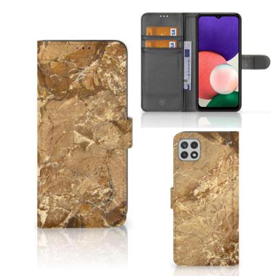 Samsung Galaxy A22 5G | Bookcase | Marmer Creme | Portemonnee hoesje