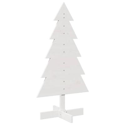 Kerstdecoratie kerstboom 100 cm massief grenenhout wit - thumbnail
