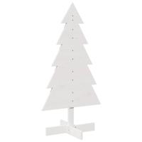 VidaXL Kerstdecoratie kerstboom 100 cm massief grenenhout wit - thumbnail