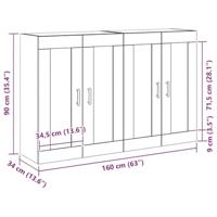 Wandkast 2 pcs Zwart eiken 160 x 34 x 90 cm Bewerkt hout - thumbnail