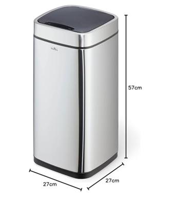 Durable 342223 342223 Afvalbak 21 RVS (l x b x h) 270 x 270 x 570 mm Zilver Met One-Touch-dekselopener 1 stuk(s)