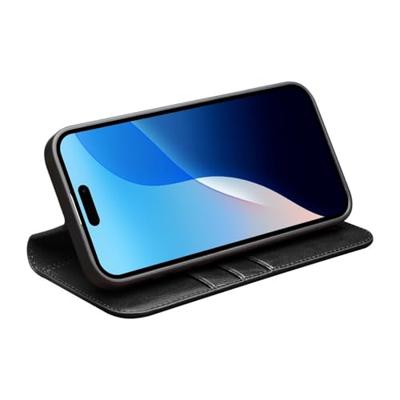 Qialino iPhone 16 Pro Max hoesje - Leren bookcase - Zwart Qialino iPhone 16 Pro Max hoesje - Leren bookcase - Zwart