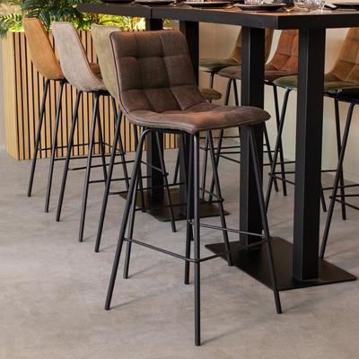 LABEL51 Barkruk 'Bistro' Micro Suede, kleur Antraciet (zithoogte 78cm)