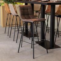 LABEL51 Barkruk 'Bistro' Micro Suede, kleur Antraciet (zithoogte 78cm) - thumbnail