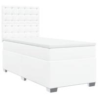 Boxspring met matras kunstleer wit 90x190 cm - thumbnail