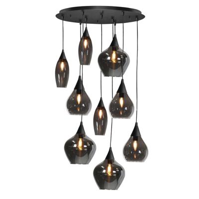 Highlight HanglampCambio zwart 9-lichts smoke glas - H5869.01