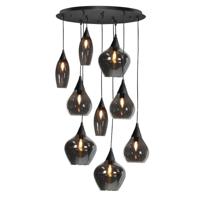 Highlight HanglampCambio zwart 9-lichts smoke glas - H5869.01 - thumbnail