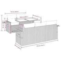 6-delige Loungeset met kussens poly rattan acacia grijs - thumbnail