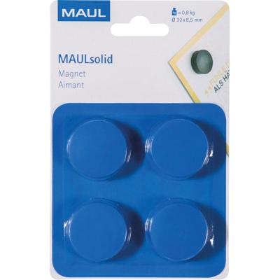 MAUL magneet Solid, 32 mm, trekkracht 800 gr, blister van 4 stuks, blauw MAUL magneet Solid, 32 mm, trekkracht 800 gr, blister van 4 stuks, blauw