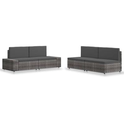 4-delige Loungeset poly rattan grijs