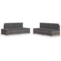 4-delige Loungeset poly rattan grijs - thumbnail