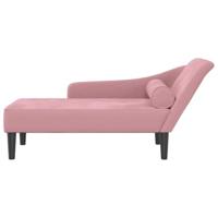 Chaise longue met kussens fluweel roze - thumbnail