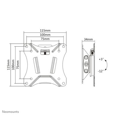 Neomounts nm-w60black tv/monitor wall mount 10-30", 25 kg, 75x75 mm, 0-15° til