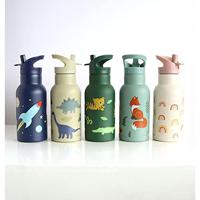 Roestvrijstalen fles voor jongens DINOS A Little Lovely Company, 350 ml kaki - thumbnail